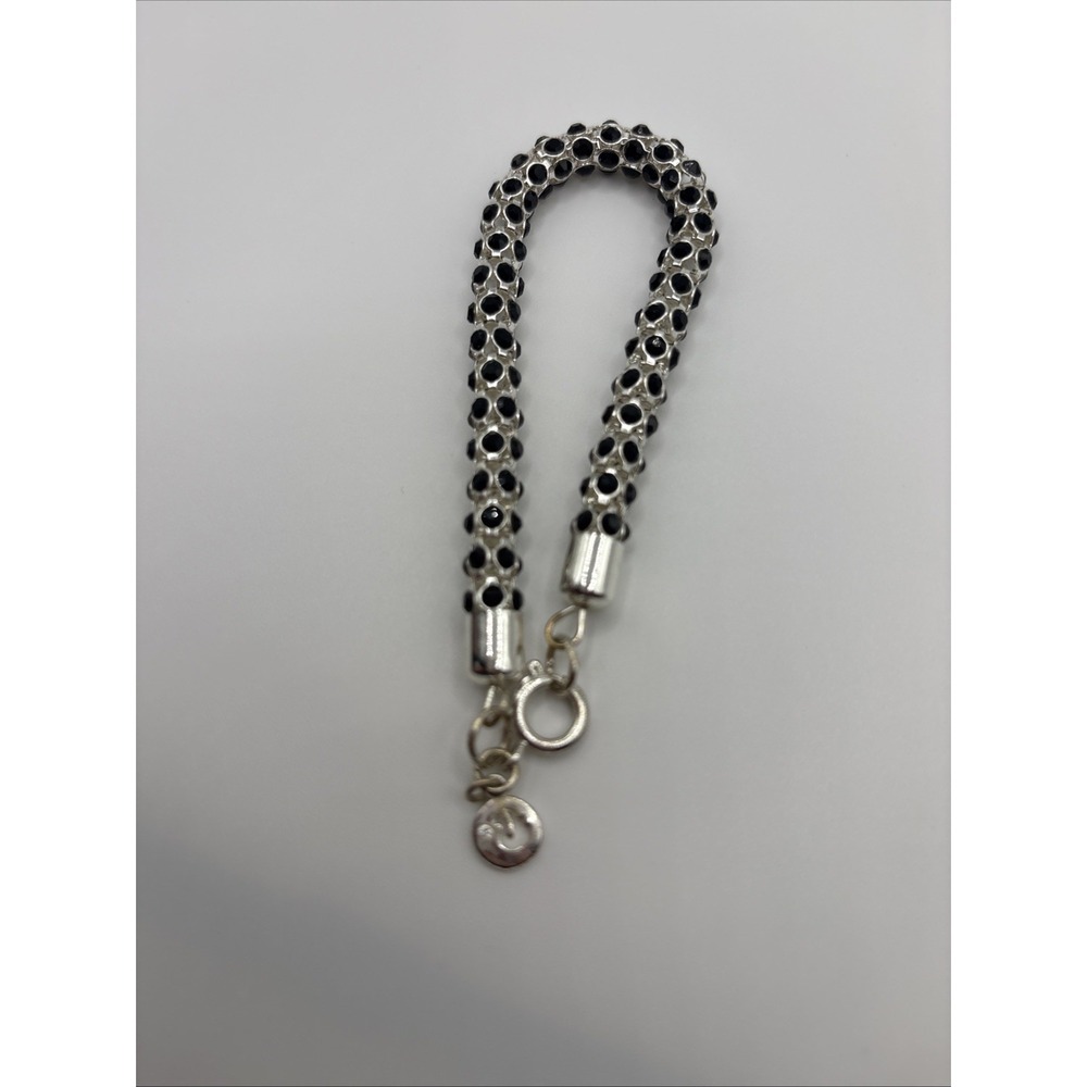 Swarovski Black Crystal Stone Silver Toned Bracelet - Picture 5 of 5
